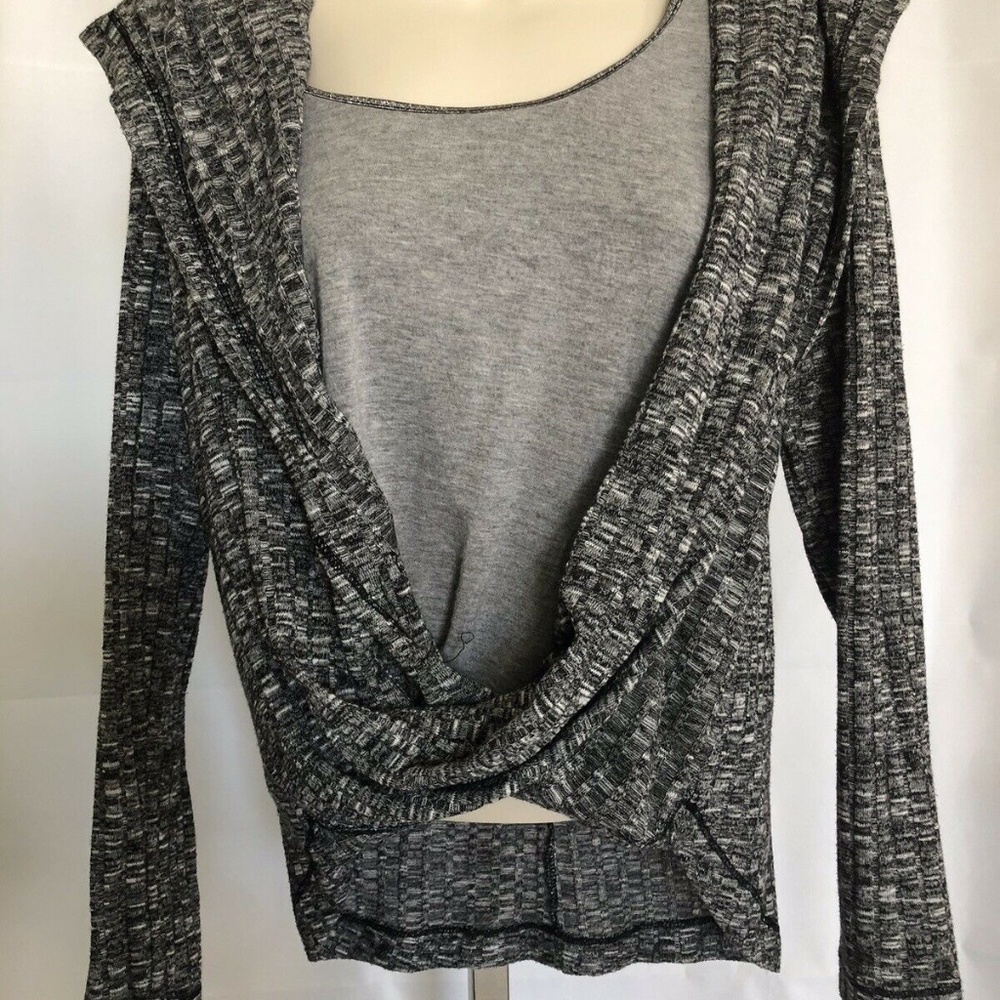 Juicy Couture Womens Hooded Top S  Small Gray Heather Criss Cross Attached Tank
